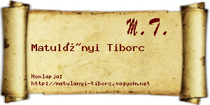 Matulányi Tiborc névjegykártya